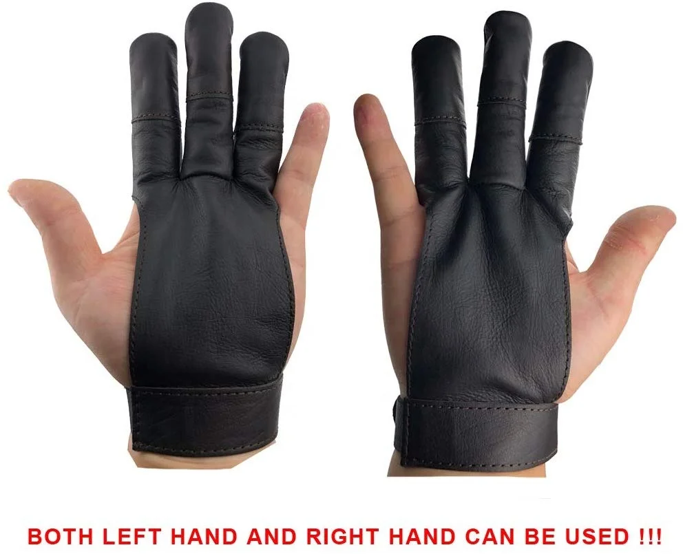 Archerymax Archery 3 Finger Leather Protective Shooting Gloves For Left