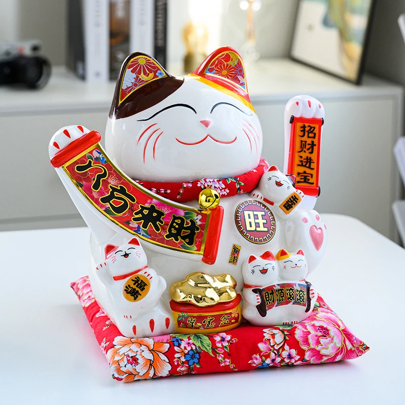

Christmas gift White Fortune Japanese Coffee Shop bank Ceramics Lucky Cat For Table Handmade cat luxury home decor accessories