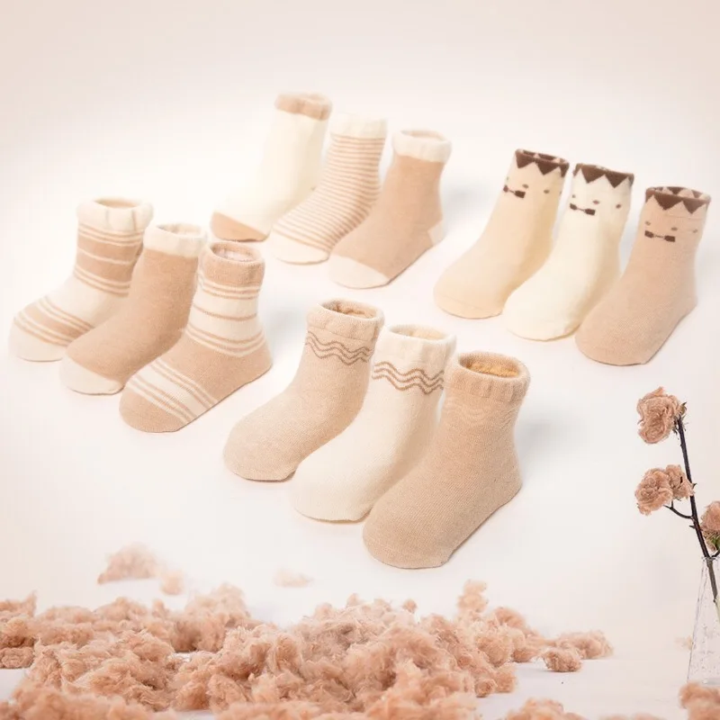 
[3 pairs] Wholesale high quality kids socks baby organic cotton socks SC067 