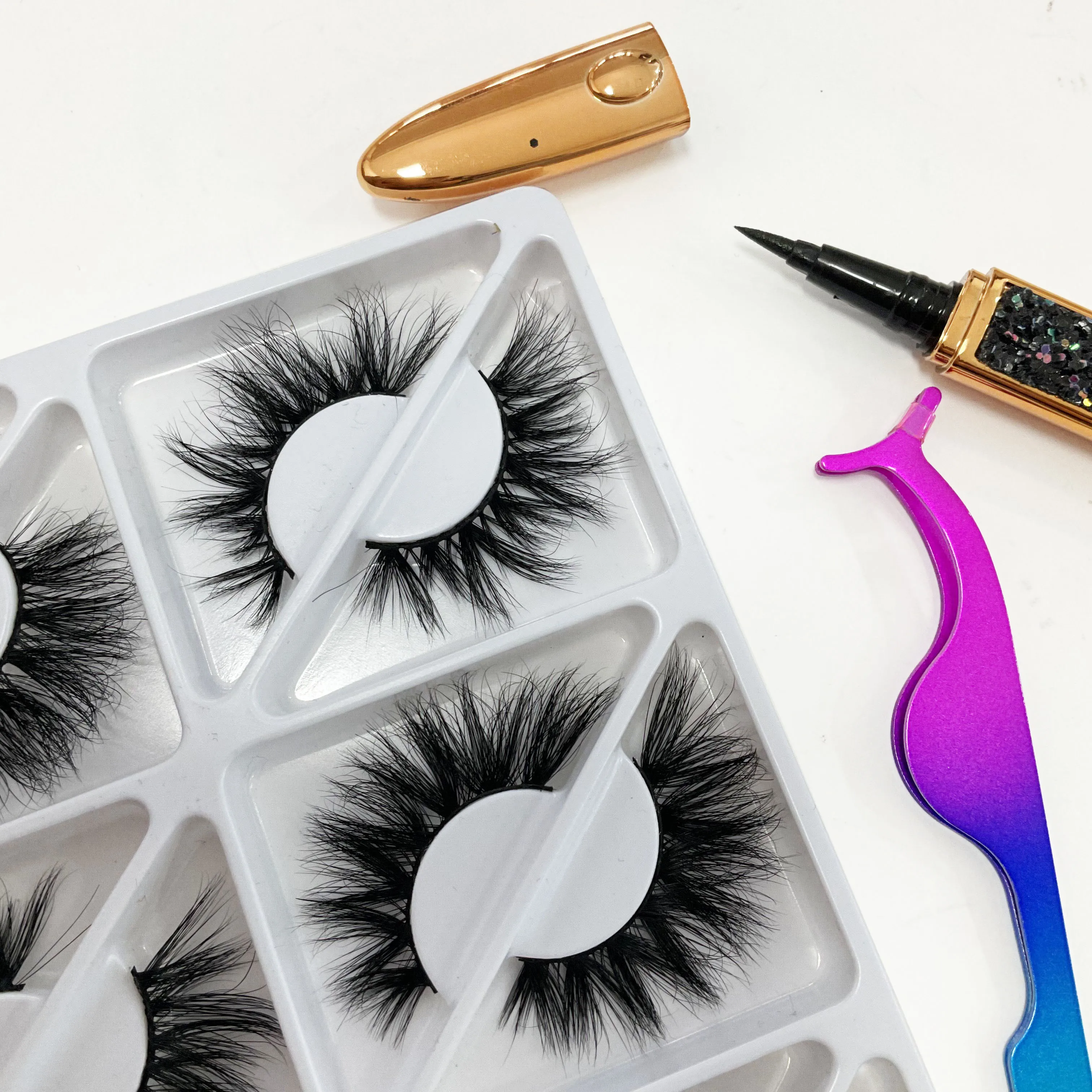 

Best selling custom eyelash packaging box 100% real 3d mink eyelashes private label 25 mm 3d mink eyelash, Black