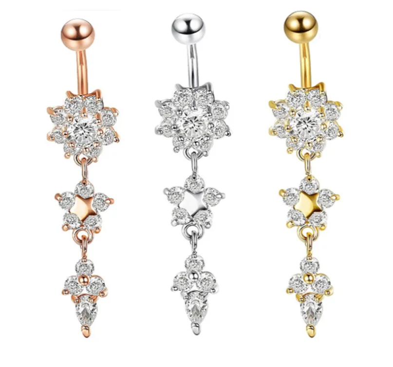 

Body Jewelry Initial Alphabet Dangle Ball Button Barbell Bar Tassel Zircon Belly Navel Ring Body Piercing