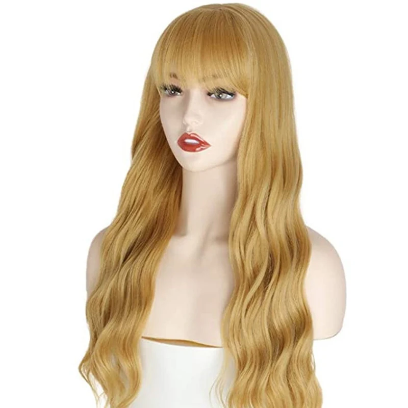 

Wholesale European And American Style Wig Women Long Curly Synthetic Honey Blonde Curly Custom Wig