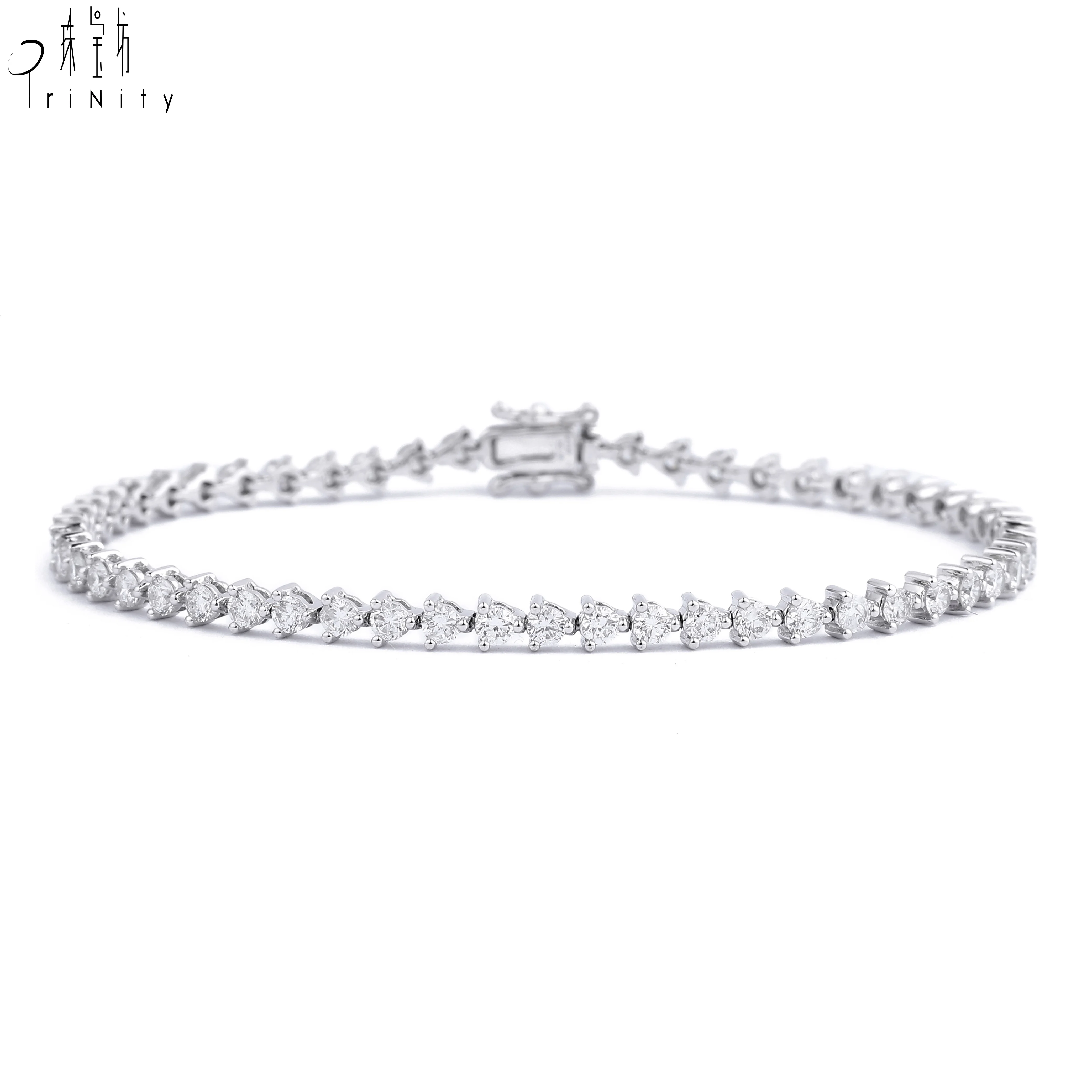 

Most Popular Tennis Bracelet Jewellery 18K Solid White Gold Real Diamond Bracelet For Lady