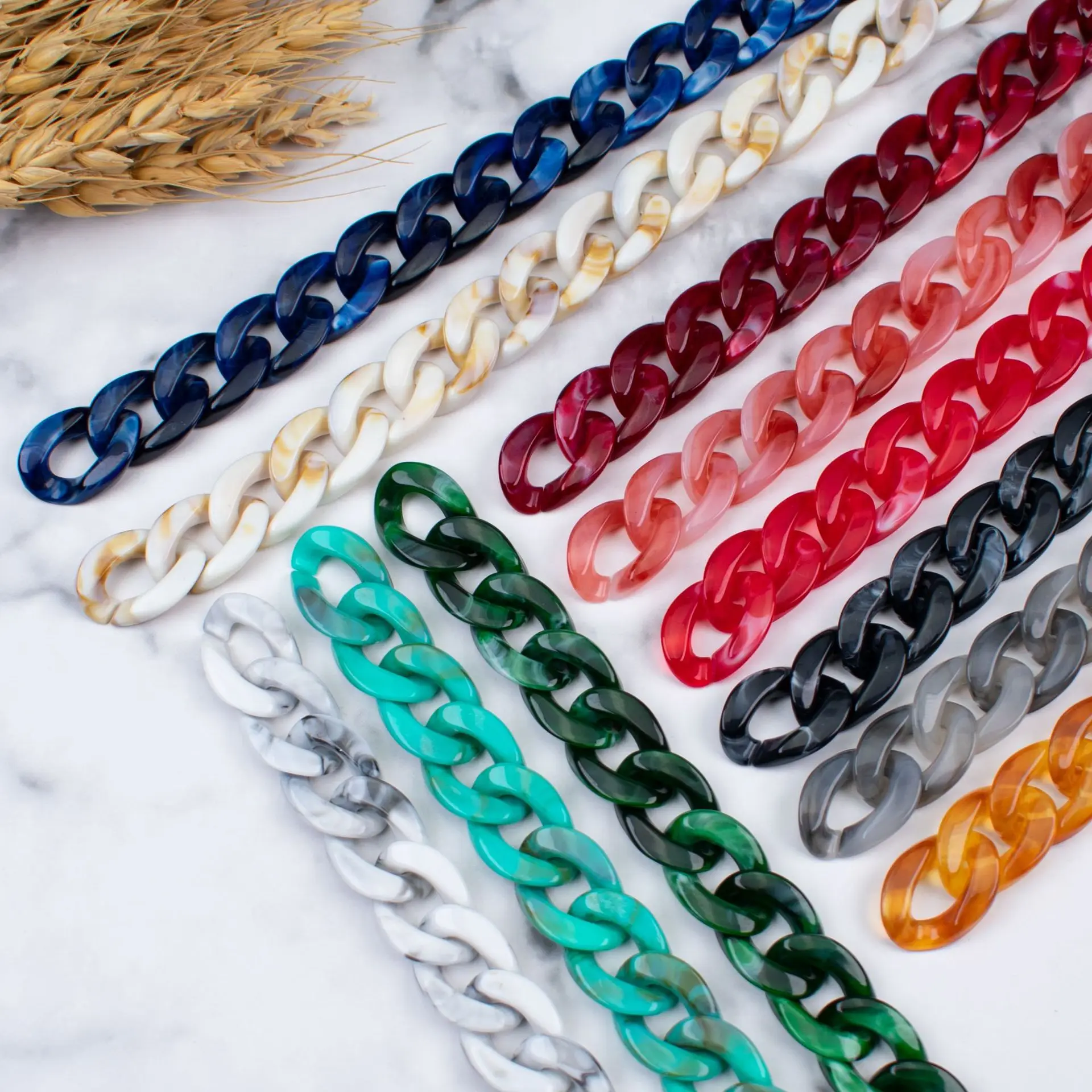 

REWIN  Boho Dual Color Acrylic Curb Chain Connector Links Chunky DIY Bag Handbag Accessories, 19 colors in stock
