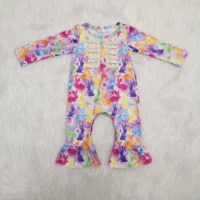 

Long sleeve hot selling bunny printed easter children's boutique clothing girls fall winter boutique baby romper