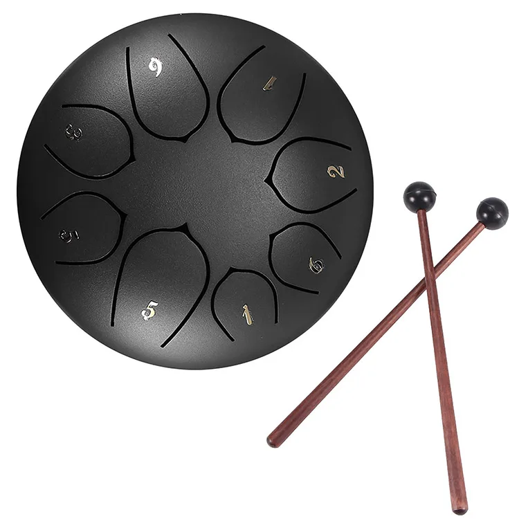 

6 Inch Steel Tongue Drum Set 8 Tune Hand Pan Drum Pad Tank Sticks Carrying Bag Percussion Instruments, As shown