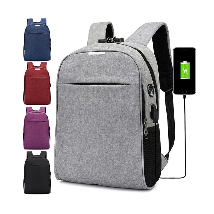 

Fashion Reflective Business Travel Backpack Coded Lock Anti-theft Laptop Backpacks With USB Charging Port