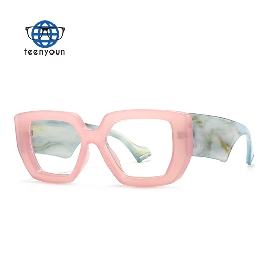 

Teenyoun Lentes Clear Thick Frame Blue Light Filter Optical Frames Men Colorful Leopard Eyeglasses