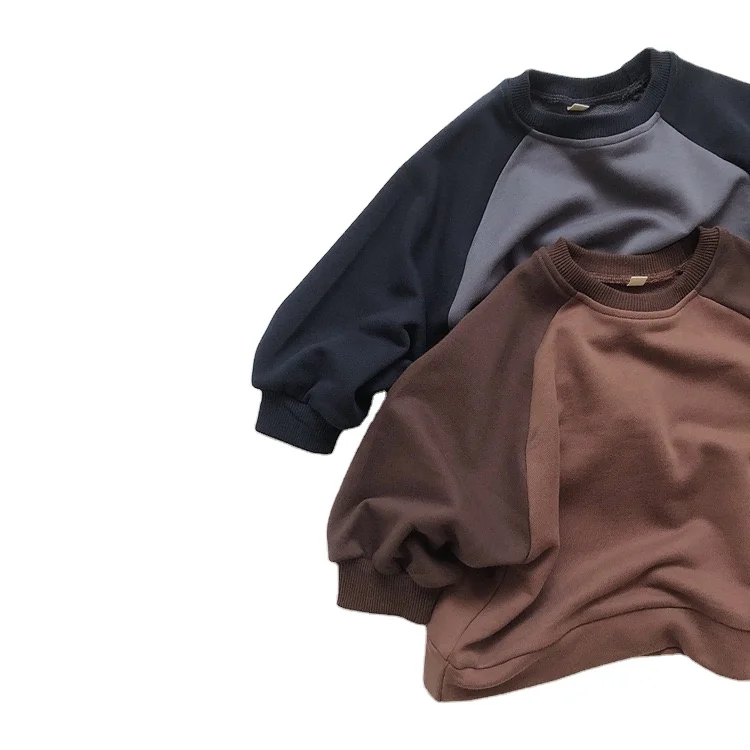 

HXFS US Korean Kids Girls Tops Patchwork Long Sleeve Hoodies Autumn 100% Cotton Children Boys Sweatershirts