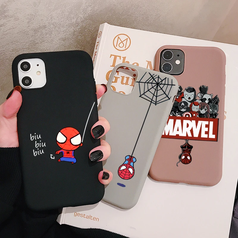 Marvel Spider Man Phone Case For Iphone Case For Iphone 12 11 Pro Xs X Xr Max 8 7 Se 6 6s Silicone Cases Soft Black Cover Buy For Iphone 12