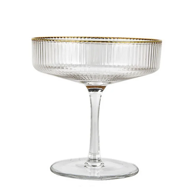 

gold edge clear ripple champagne saucer, Transparent clear