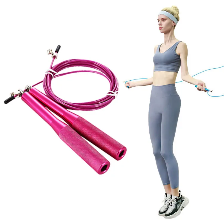 

Professional customization Aluminum Wire black wire pp handles skip rope jump rope with bag pink jump rope, Black or more