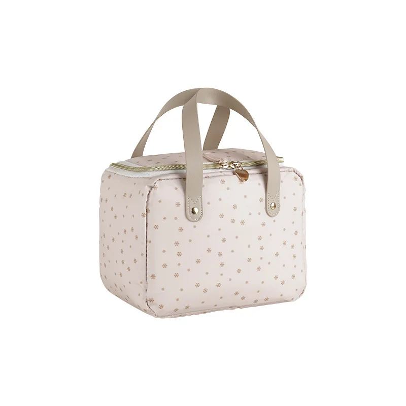 

Ready to Ship White Polyester Women Aluminum Foil Insulated Lunch Box Bag with Zipper