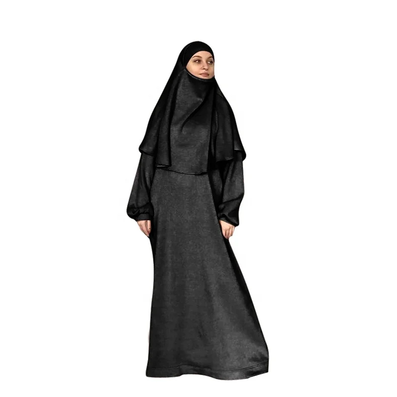 

Newest Design Solid Color Islamic Muslim Women Overhead Causal Prayer Set Jilbab Plain Hijab Abaya Clothing Maxi Dress, Picture color