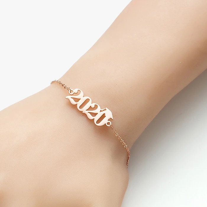 

Bracelet Stainless Steel Year Birth Font Gift New Anklet Bracelet 2020 Summer Beach