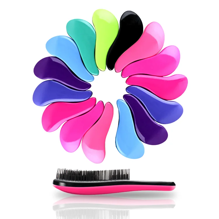 

Private label Magic Plastic Handle ABS Glide Thru Comb Detangler 360 Wave Extension Hair Brush, Purple,coffee,white,black,customized color accepted