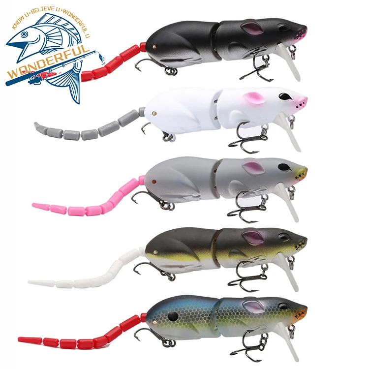 

Factory Price15.5g 85mm Two Sections Multicolor Freshwater Long Tai Casting Wobble Floating Jointed Minnow Mouse Lure