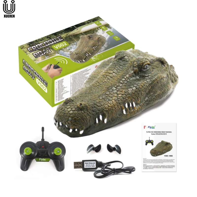 

2021 Hot sell Crocodile Head Boat Flytec V002 2.4G Remote Control Electric Racing Boat Toys Gift, Army green