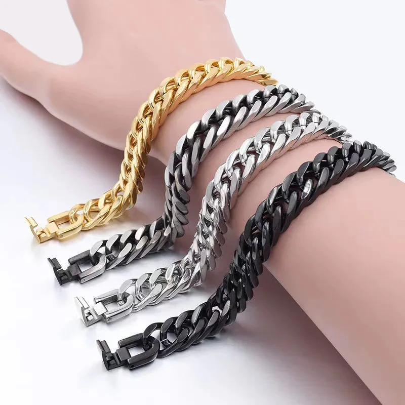 

316L Cuban Men's Rough Stainless Steel Bracelet Simple
