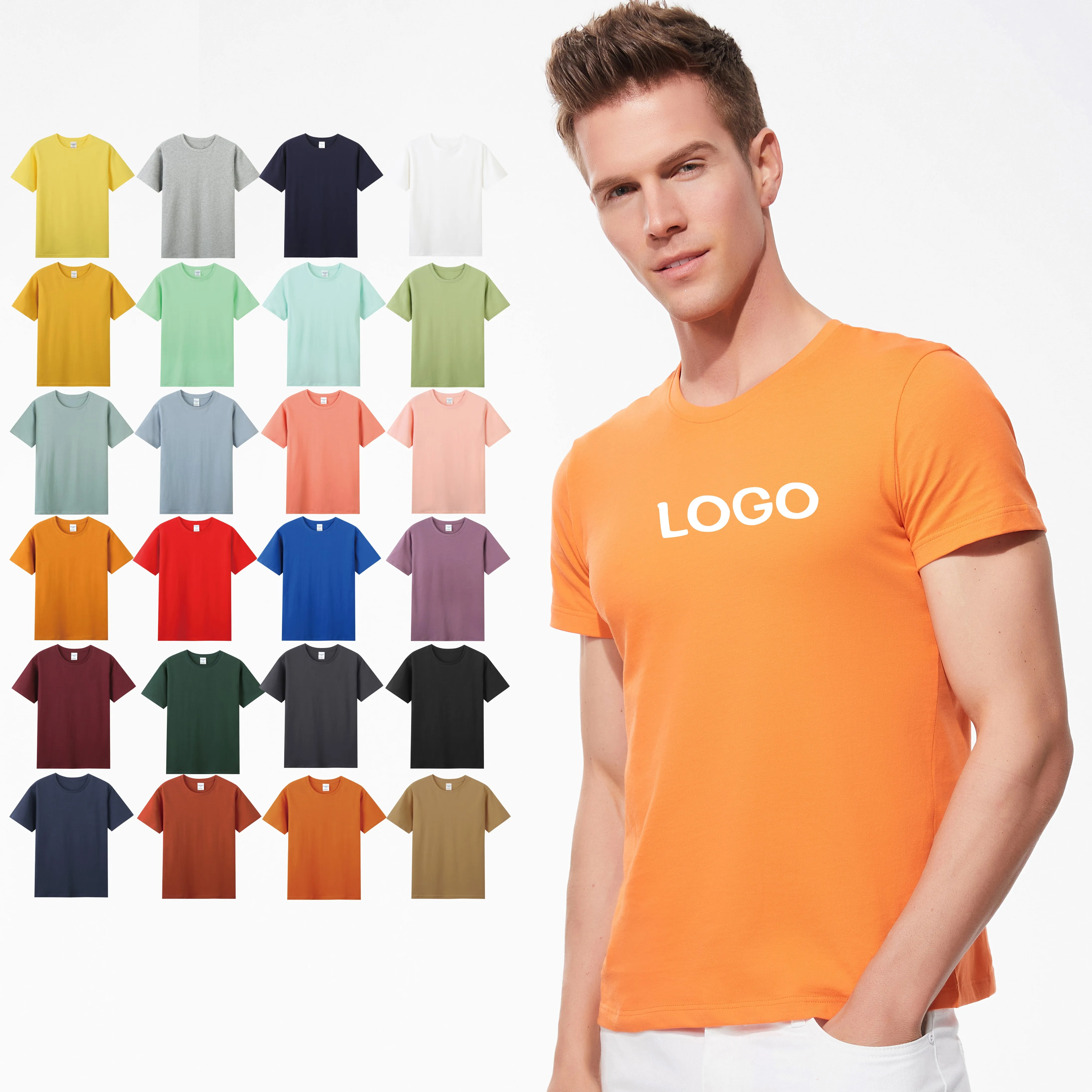 

Clothing manufacturers custom mens tshirts Solid Color 100% Cotton t shirt graphic printing Plus Size T-shirts, Custom color