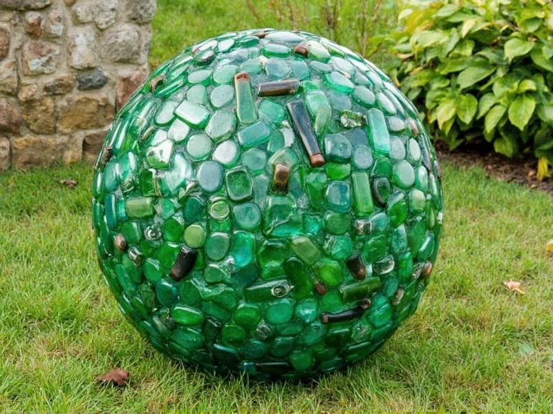 Recycled glass bottles transformed into garden observer sphere