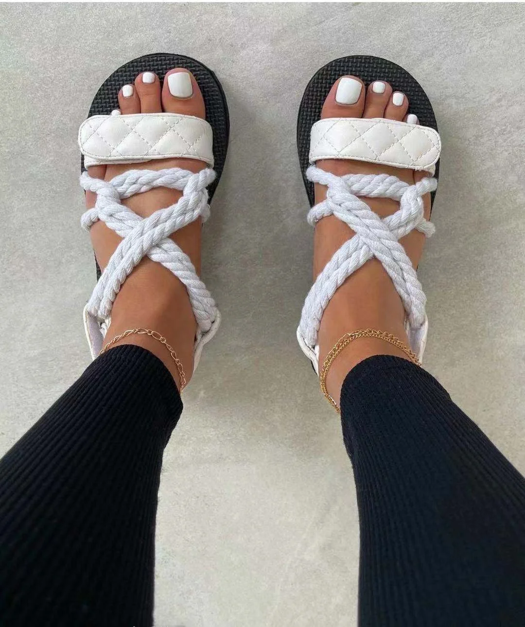 

Hot Sale Platform Sandals with Rope Strap Summer 2021 Women Wedge Sandals Large Size, 2 colors