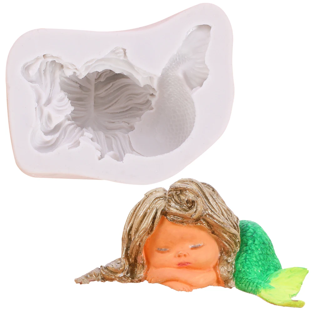 

Stereoscopic Character Mermaids Silicone Molds For Fondant Cake Decoration, Gray