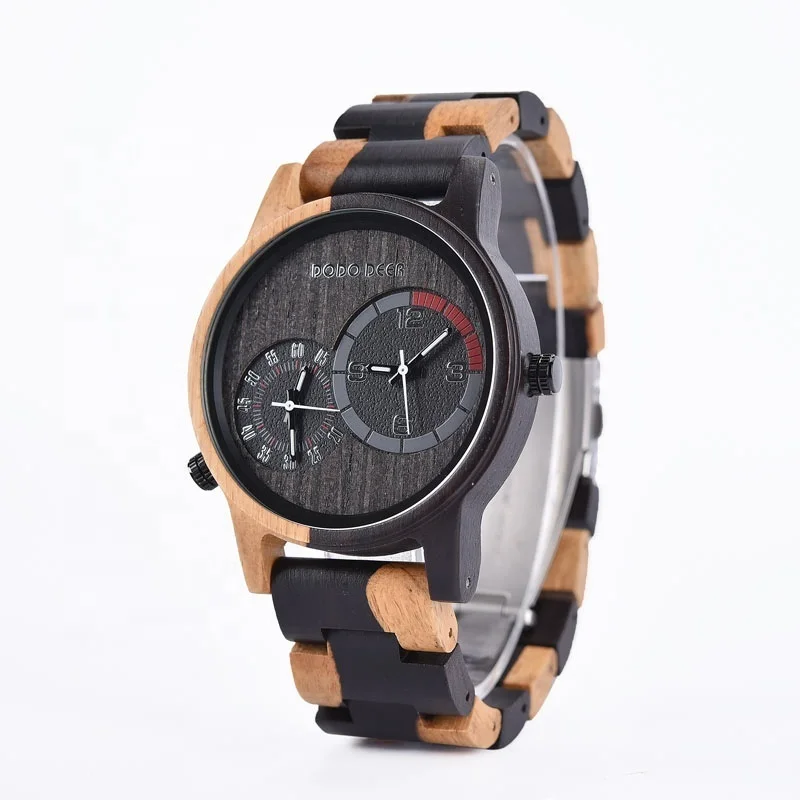 

DODO DEER men's wood watch oem natural wood double movement quartz fashion creative watch customizable logo wholesale watch