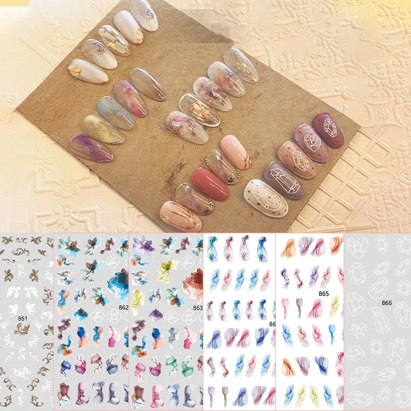 

Paso Sico Flower Water Painting Style Nail Stickers Slider Flower DIY Floral Designs for Wraps Nail Decal