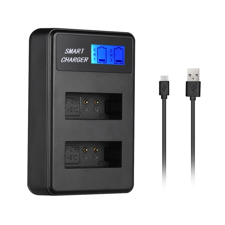 

High Qunlity Smart LCD Display USB Dual-Channel Charger for Canon LP-E12