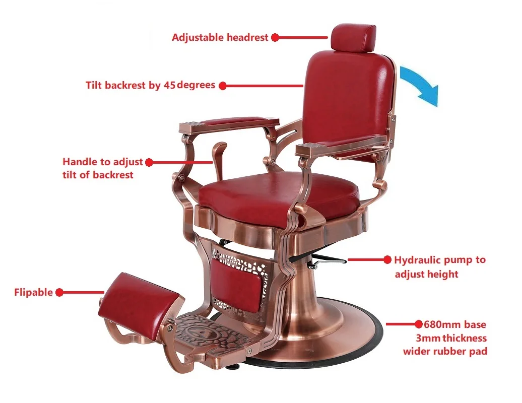 Antique Barber Chair With Footrest Men's Hairdressing Styling Chairs Hot Sale Hair Beauty Saloon