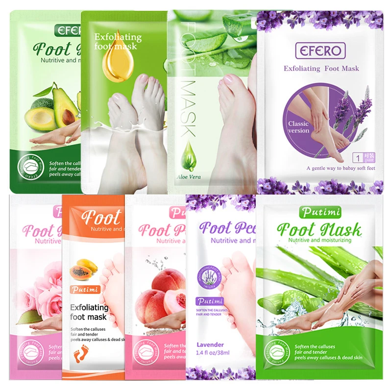 

Private Label 2 Pack Natural Lavender Moisturizing Exfoliating Foot mask Socks Organic magic Skin Care Feet Peeling Foot Mask