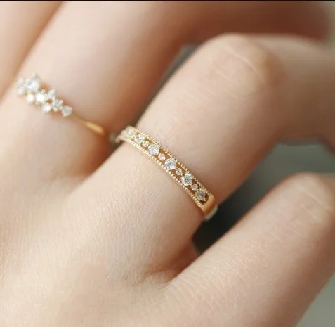 

wholesale cute fashion women slim crystal gold plated simple wedding ring diamond cz crystal stone engagement ring female, Picture