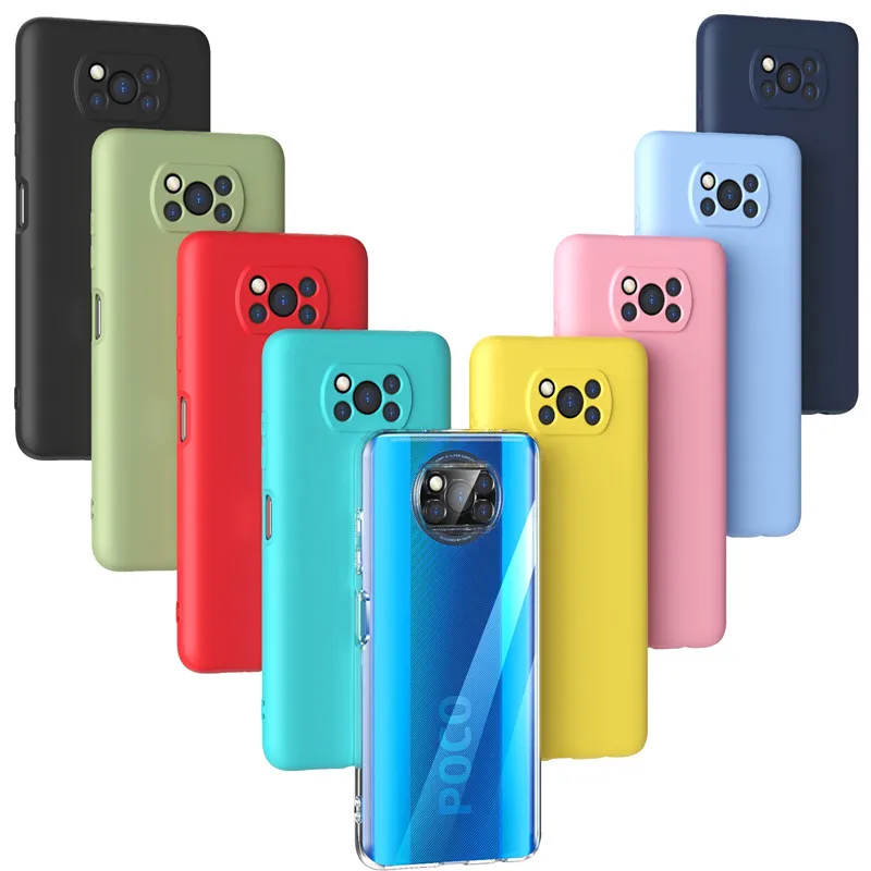 

Universal Candy Color Slim lightweight Soft TPU Matte Mobile Phone Case For Xiaomi POCO X3 NFC, Black,dark blue,red,mint green ,translucent,pink