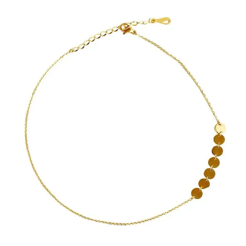 

Fashion Sparkling Round Pendant Chokers Necklace 14K Gold Plated 925 Sterling Silver Chokers Necklace Women