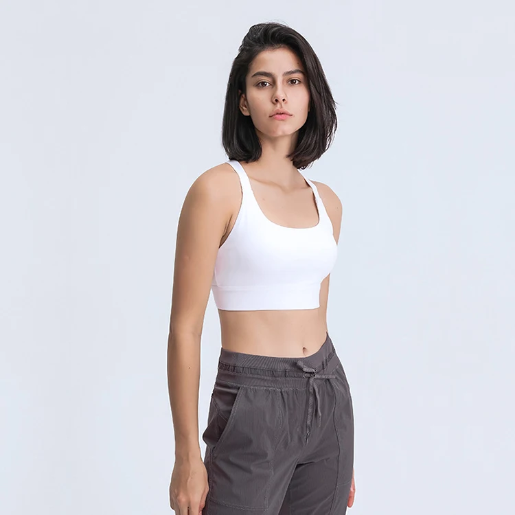 

Tight Fitted Womens Gym Sportsbra Women Spring Wholesale Adjustable Crossover White Sports Bra