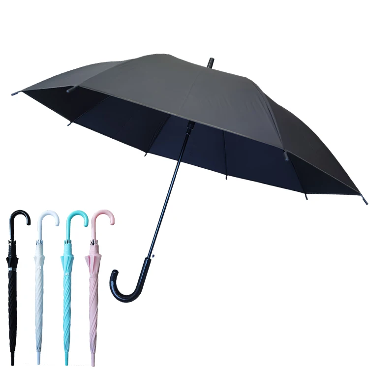 

YS-1108 Factory Wholesale Promotional Umbrella Custom Logo Print Plastic J Handle Fiberglass Long Ribs Straight POE Umbrella