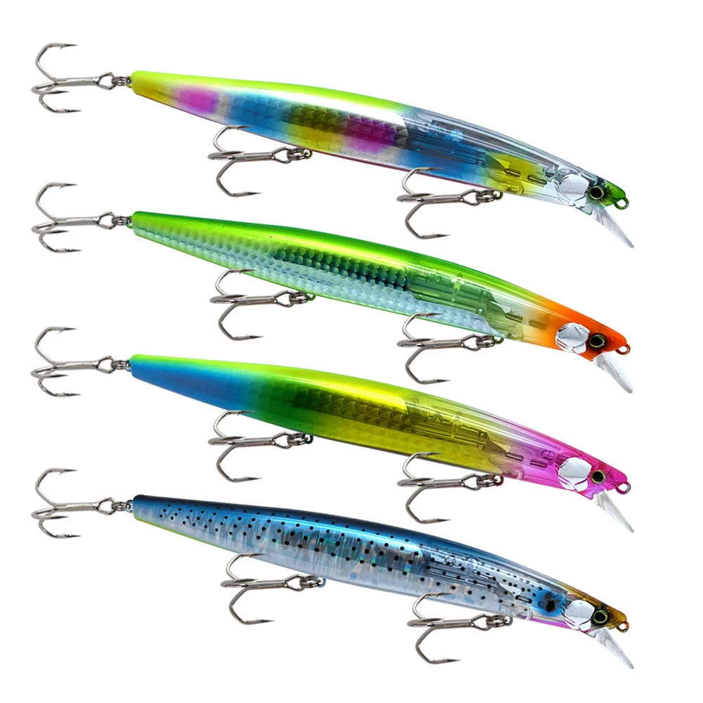 

HONOREAL HNMS04 163MM 29G flash 0-1.5M FLOATING fishing freshwater china lures black minnow, 14 colors