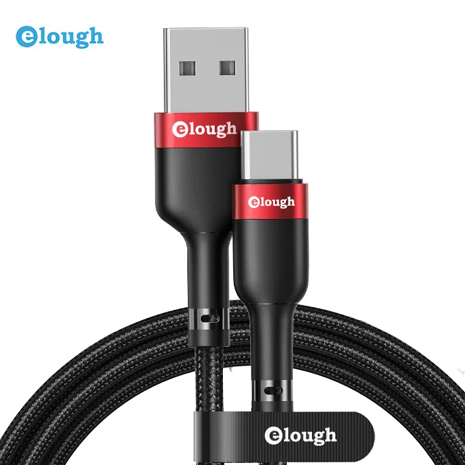 

Elough Universal Phone Type C Cable Micro Fast Charger 3A 2.4A Braided For Apple Usb Charging Cable Cargador, Grey / red / gold