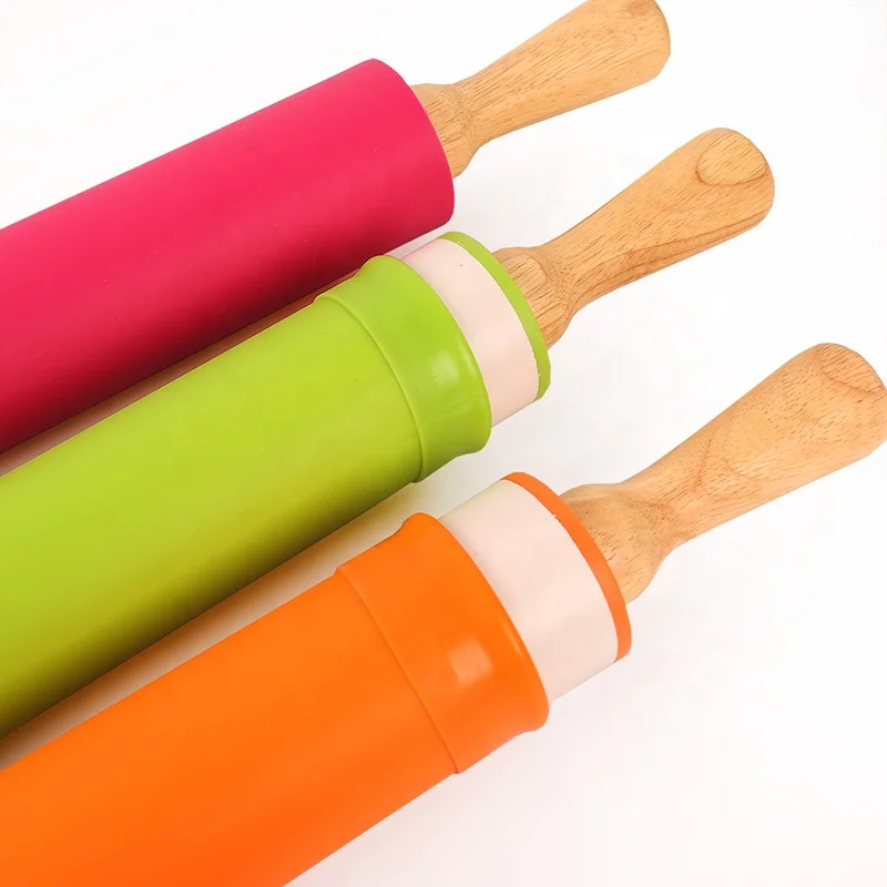 
Wholesale Christmas themed wooden embossing silicone rolling pin 