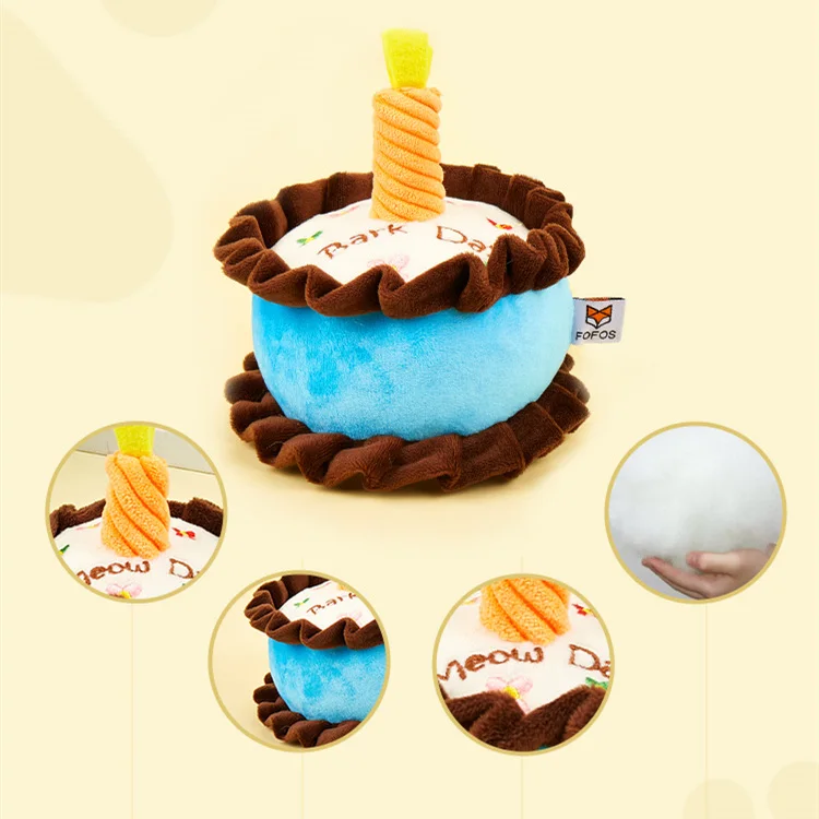 

2021 luxury eco friendly dog toys for aggressive chewers dog birthday cake toy
