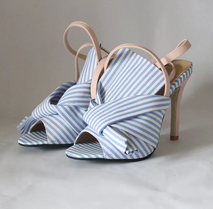 

Spring and summer new open toe elastic high heeled Roman sandals Roman shoes thick heeled sandals women's shoes, Blue