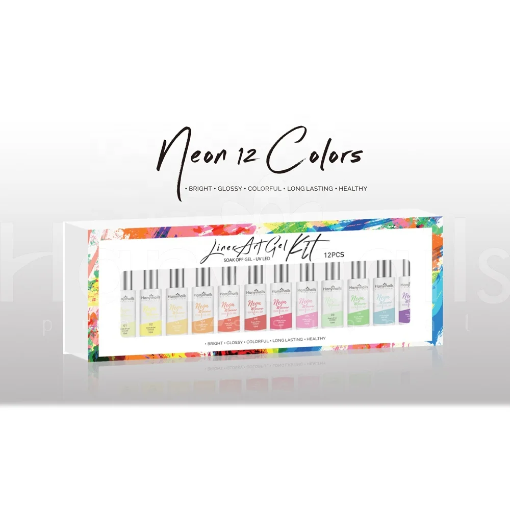 

Wholesale nail art painting neon 12 colors line nail gel set