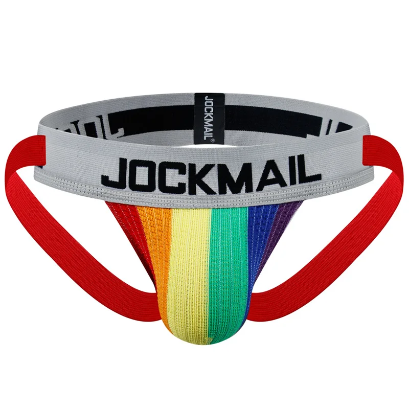 

JOCKMAIL luxury quality GAY jockstraps rainbow stripe underwear for men, 9 colors