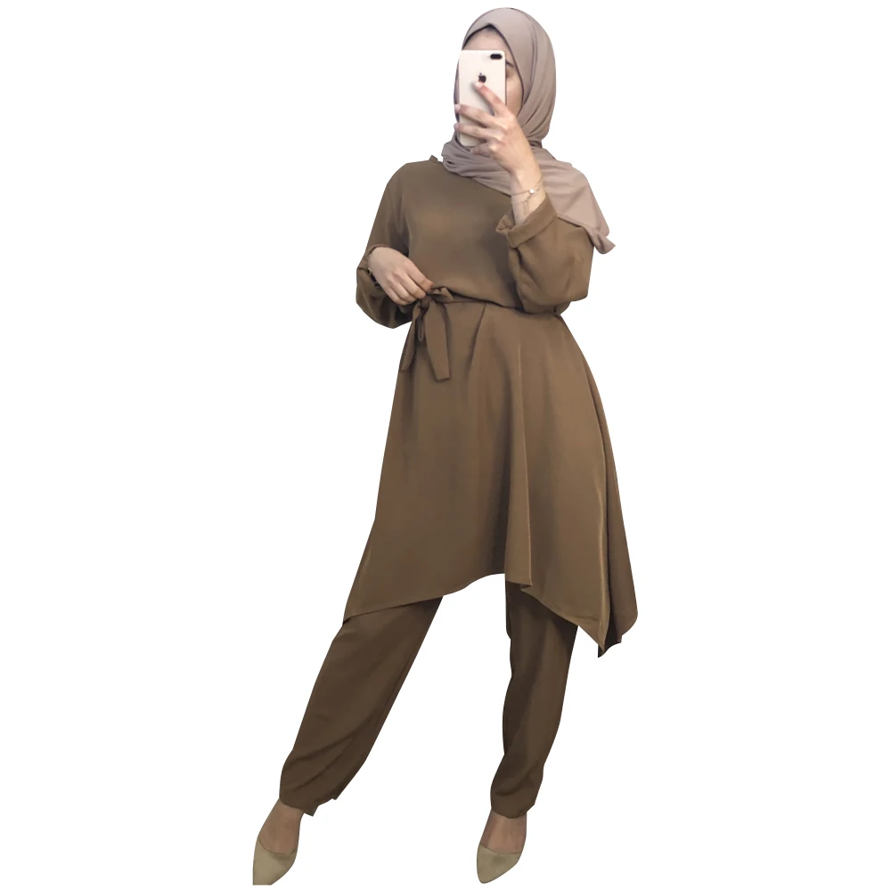 

New design Ramadan abaya Dubai Turkey Muslim islamic clothing set, As picture show