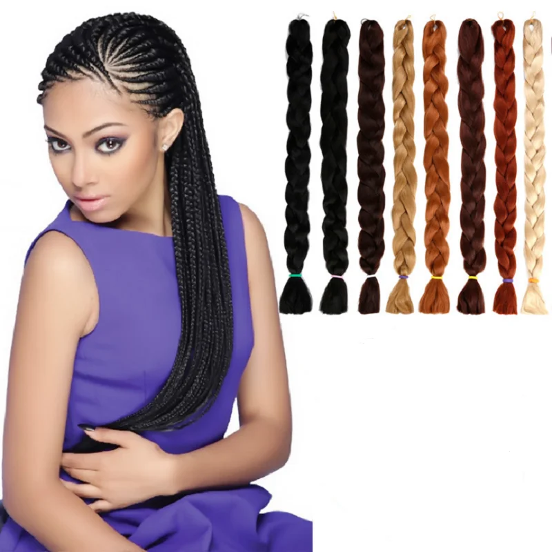 

LW-51QT Wholesale 165g 82inch ombre prestretched pre stretched jumbo synthetic expression braiding hair extensions, 48 colors optional