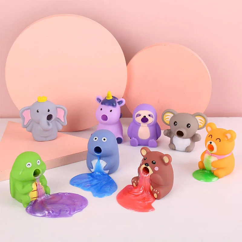 

hot sale new style funny cute animals shape PVC slime tricky decompression stress release squeeze fidget novelty toy