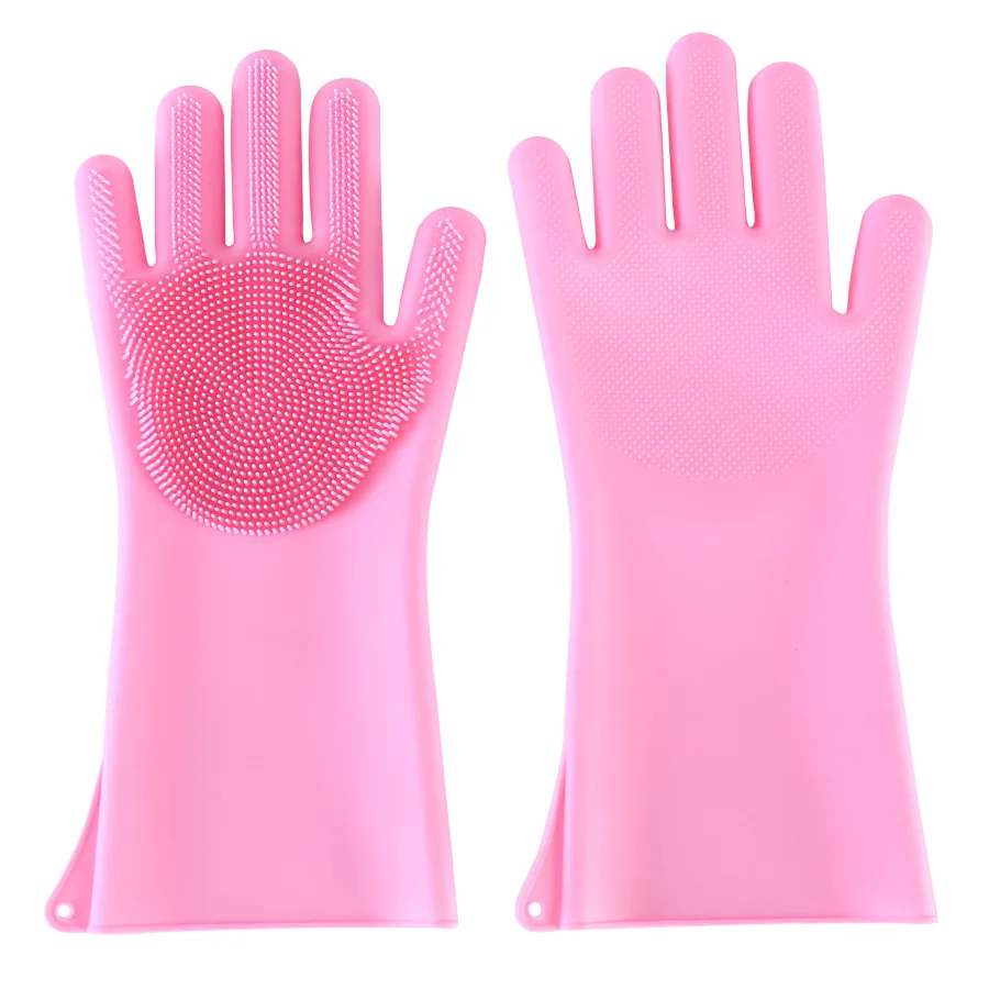 

Household Silicone Dish Washing Gloves Antiskid Washing Up Gloves Multi Function Washing Gloves Kitchen, Purple/ green/ grey/ pink