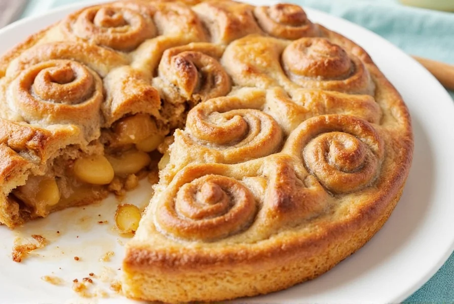 cinnamon roll apple pie with apple pie filling