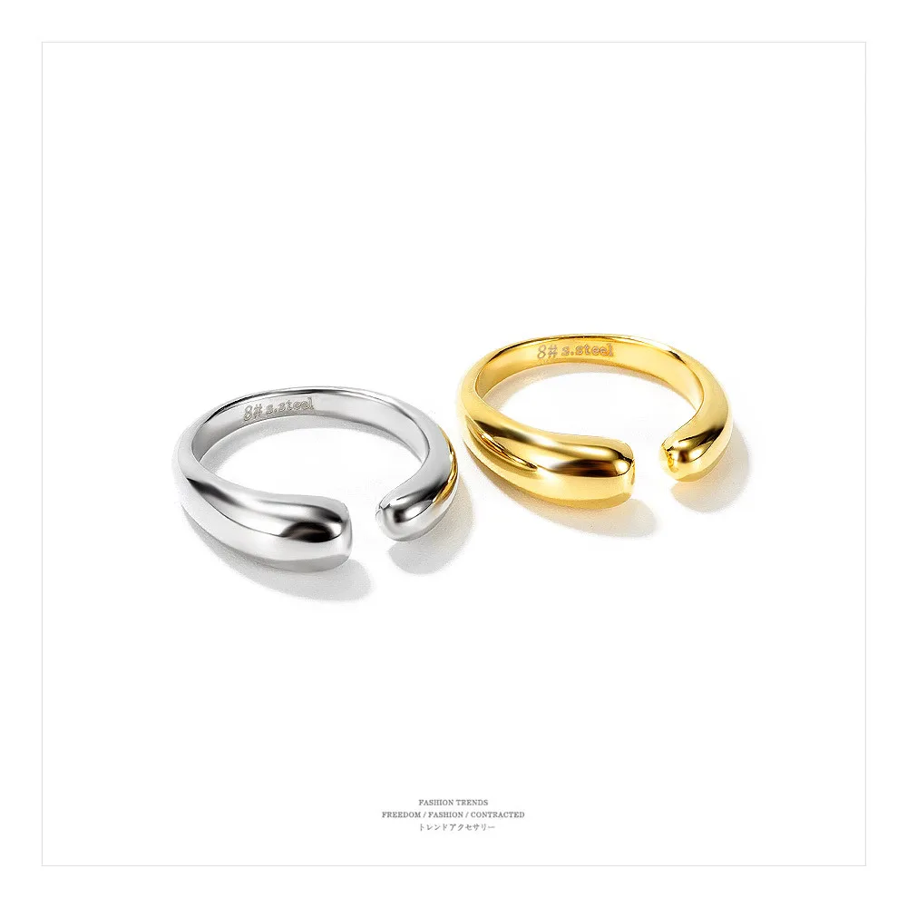 

Simple Trendy Silver Gold Titanium Steel Index Finger Ring For Women Men